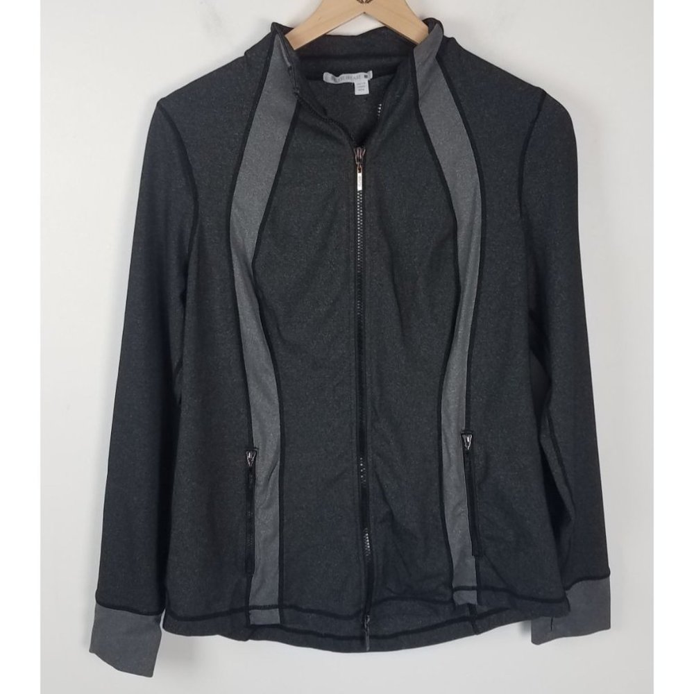 BYLYSE Women's Sz. M Charcoal Grey Zip Front Athletic Jacket W/ Thumb Holes